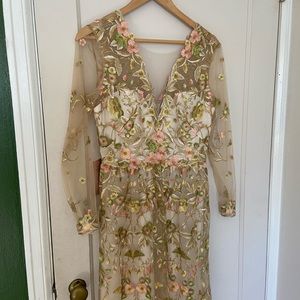 Final sale. BHLDN marchesa notte sheer (with slip) embroidered gown